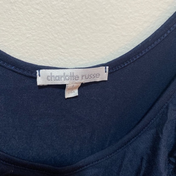 Charlotte Russe Ruffled Blue Dressy Tank Top - Picture 2 of 5